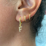 Sterling silver gold plated pair of initial/letter earrings/hoops Or huggies. Gold, rose gold, silver.