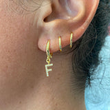 Sterling silver gold plated pair of initial/letter earrings/hoops Or huggies. Gold, rose gold, silver.