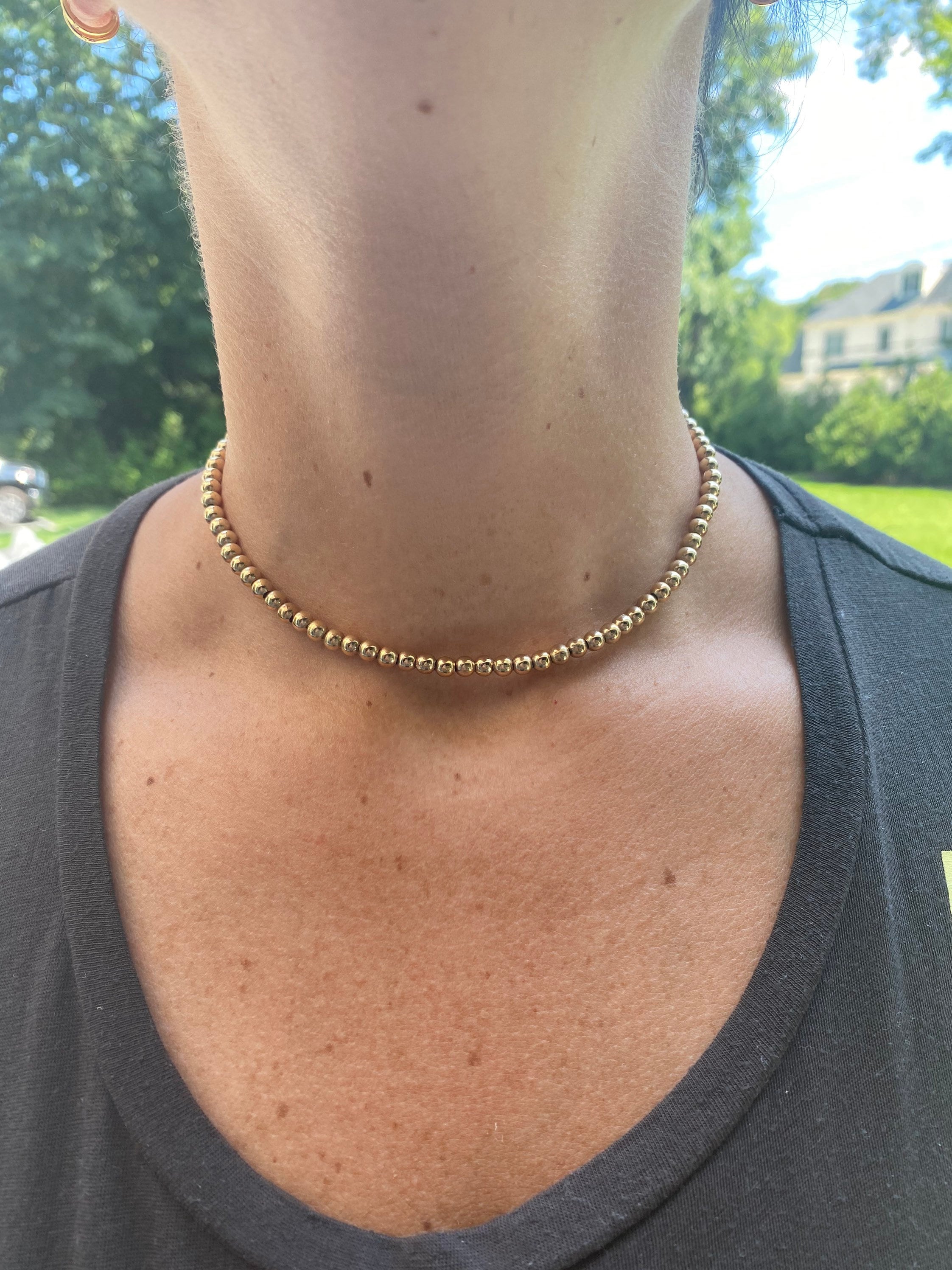 18K Gold-filled 3mm or 5mm gold ball choker/necklace. Gold-filled gold ball necklace. Gold-filled gold ball choker.
