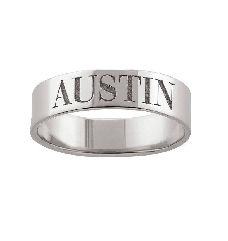 Personalized name ring | Sterling silver and 14K gold plated engraved ring | Personalized Ring | engraved name band
