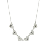 Hearts name necklace. Hearts letters / initials necklace. Sterling silver and 14K gold plated. Gold or silver.
