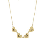 Hearts name necklace. Hearts letters / initials necklace. Sterling silver and 14K gold plated. Gold or silver.