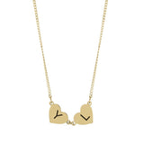 Hearts name necklace. Hearts letters / initials necklace. Sterling silver and 14K gold plated. Gold or silver.