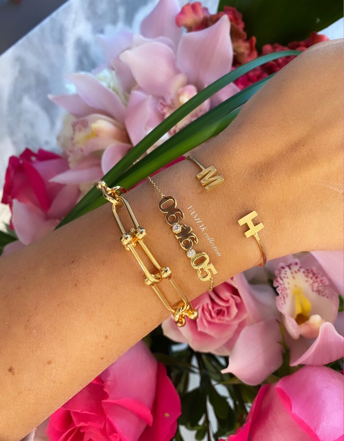 Sterling silver and gold plated initials cuff. Custom initial bracelet. Personalized letters cuff. Personalized initials bangle.