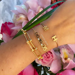 Sterling silver and gold plated initials cuff. Custom initial bracelet. Personalized letters cuff. Personalized initials bangle.