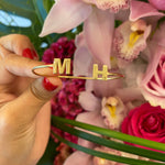 Sterling silver and gold plated initials cuff. Custom initial bracelet. Personalized letters cuff. Personalized initials bangle.
