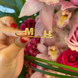 Sterling silver and gold plated initials cuff. Custom initial bracelet. Personalized letters cuff. Personalized initials bangle.