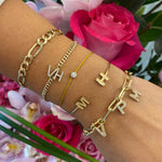 Sterling silver and gold plated initials cuff. Custom initial bracelet. Personalized letters cuff. Personalized initials bangle.