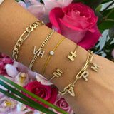 Sterling silver and gold plated initials cuff. Custom initial bracelet. Personalized letters cuff. Personalized initials bangle.