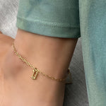 Gothic Initial anklet | goth Letter anklet | old English Personalized anklet | Sterling silver name or initials anklet gold silver