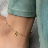Gothic Initial anklet | goth Letter anklet | old English Personalized anklet | Sterling silver name or initials anklet gold silver