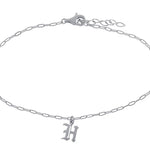 Gothic Initial anklet | goth Letter anklet | old English Personalized anklet | Sterling silver name or initials anklet gold silver