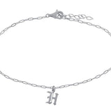 Gothic Initial anklet | goth Letter anklet | old English Personalized anklet | Sterling silver name or initials anklet gold silver