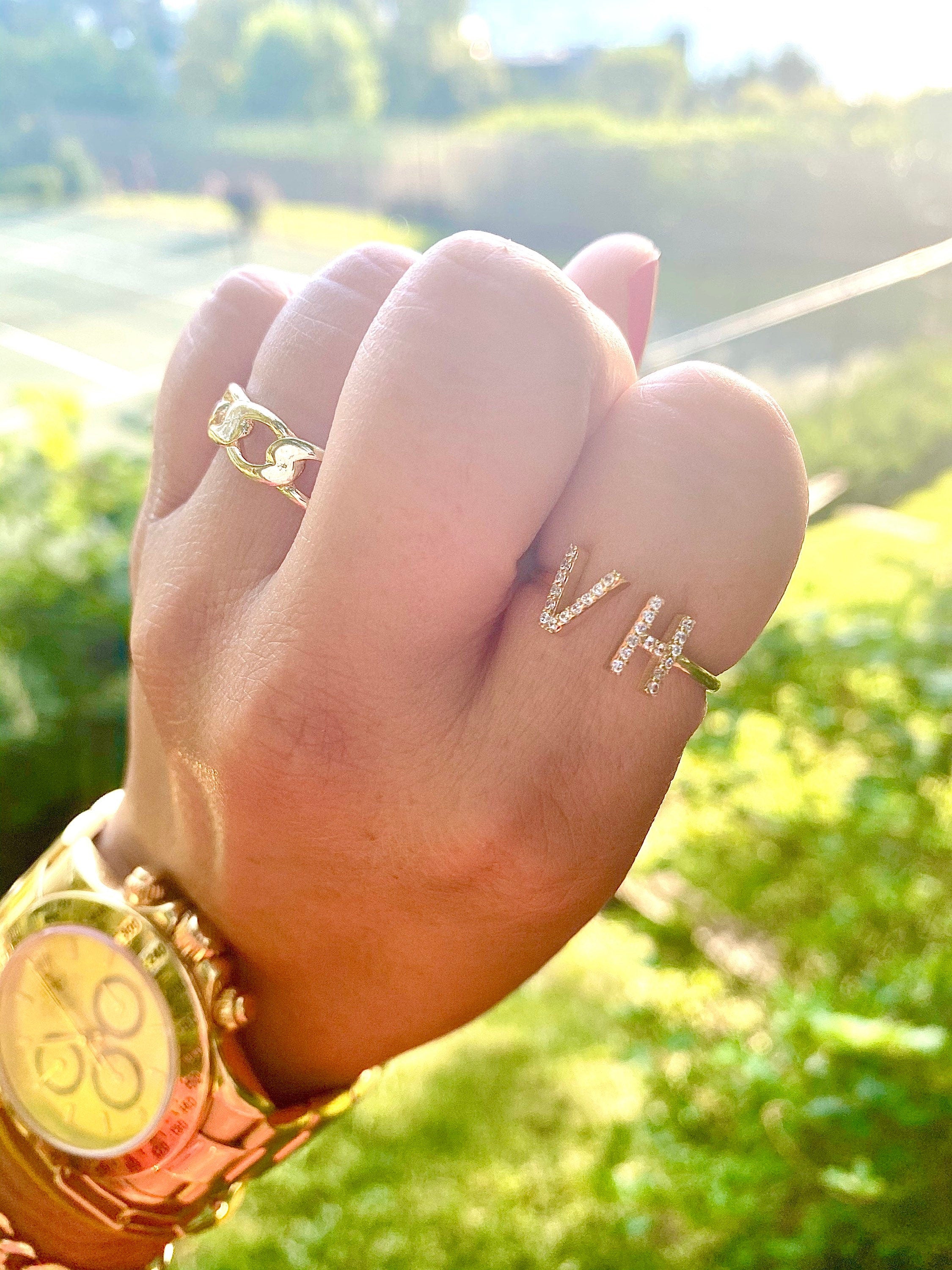 Personalized initials ring | Double initial ring | Sterling silver initials ring | Personalized Ring | custom ring