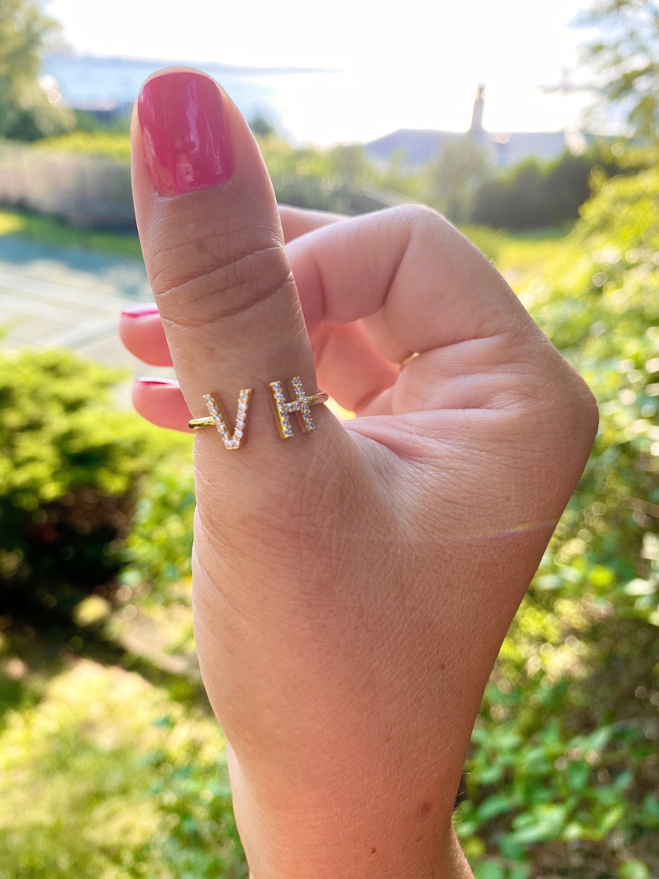 Personalized initials ring | Double initial ring | Sterling silver initials ring | Personalized Ring | custom ring