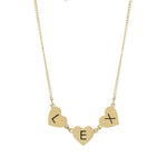 Hearts name necklace. Hearts letters / initials necklace. Sterling silver and 14K gold plated. Gold or silver.