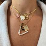 Soda Cap Charms. Pave soda cap Charms Choker/ necklace. Gold-filled.