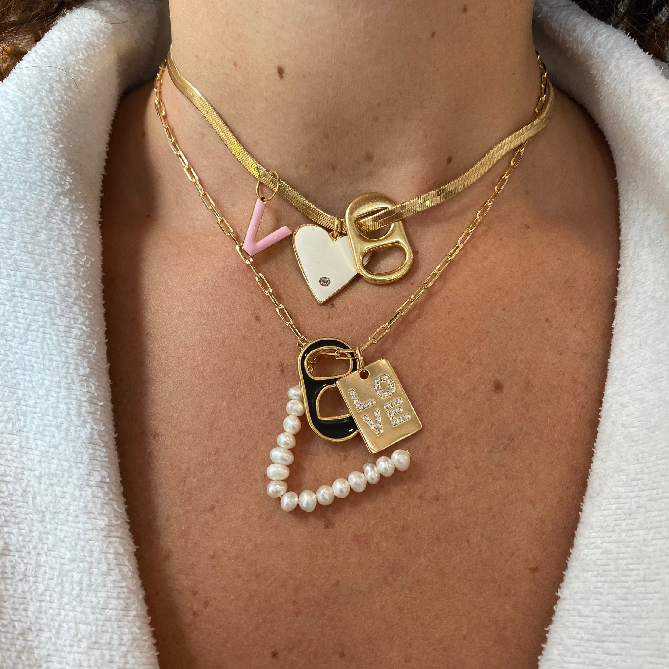 Soda Cap Charms. Pave soda cap Charms Choker/ necklace. Gold-filled.