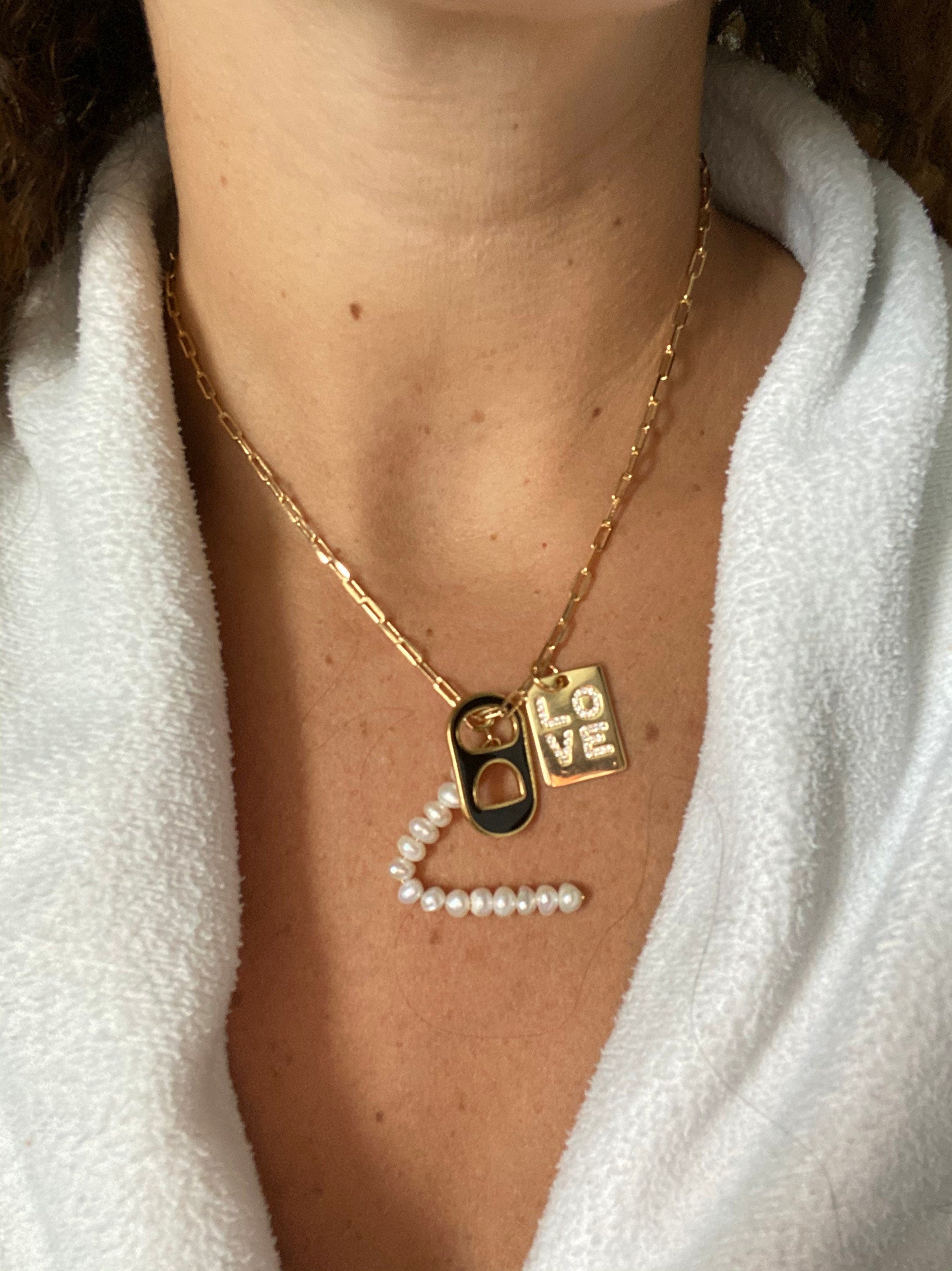Soda Cap Charms. Pave soda cap Charms Choker/ necklace. Gold-filled.