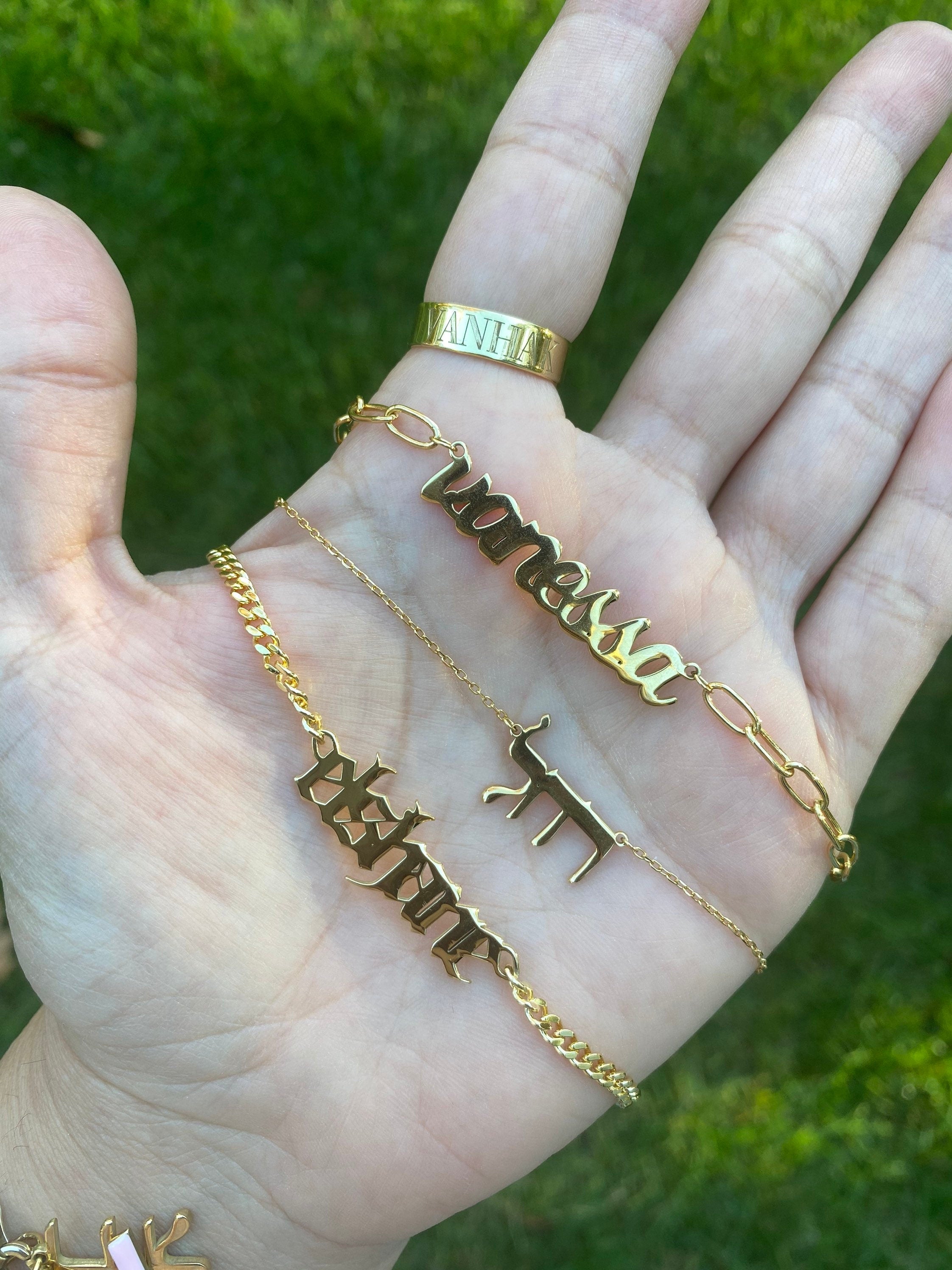 Custom name necklace/choker on paper clip chain. Personalized nameplate necklace choker. Sterling silver gold plated