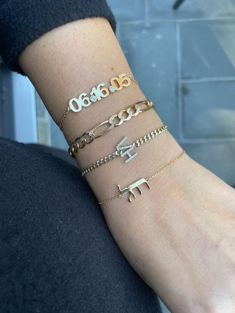 Hebrew name bracelet. Sterling silver gold plated custom Hebrew bracelet. Dainty Jewish name bracelets.
