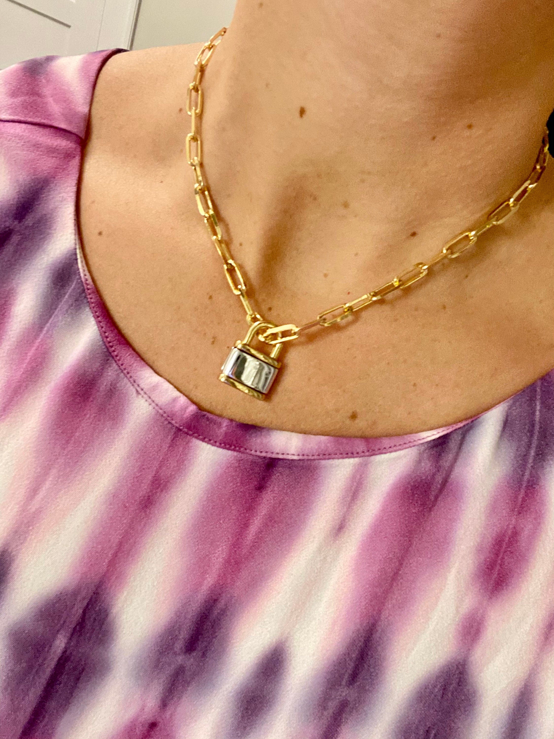 Lock Charms. Two-tone charms. Lock of love Charms for Choker/ necklace. Gold-filled.