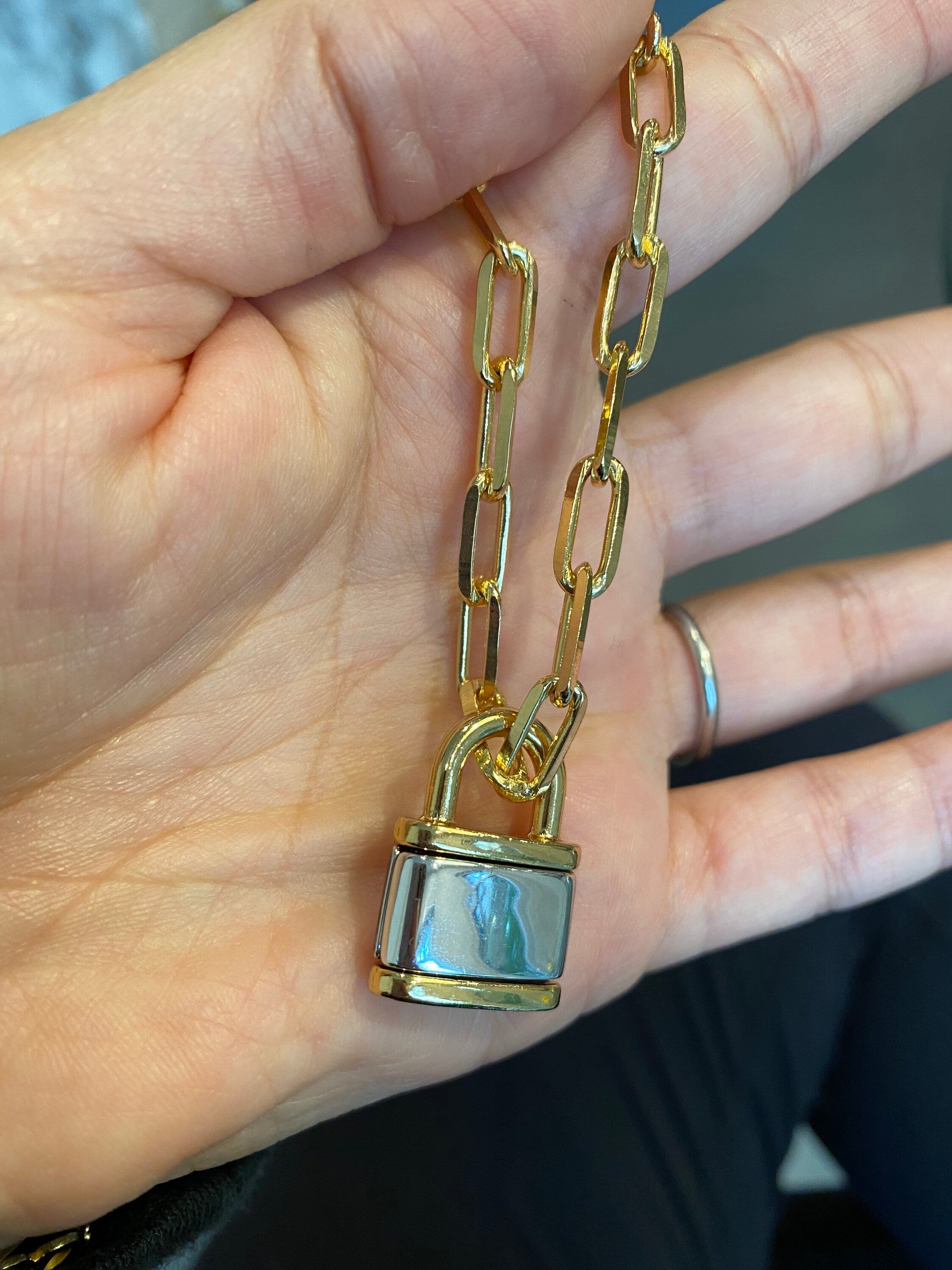 Lock Charms. Two-tone charms. Lock of love Charms for Choker/ necklace. Gold-filled.