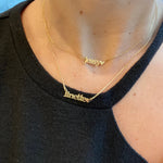 Personalized Name Necklace with heart in Sterling Silver and 14K Gold Plated or Rhodium plated | nameplate with heart | custom necklace