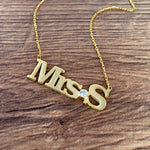 Custom necklace for teachers with a bezel stone. Personalized necklace choker For teachers. Teacher appreciation gifts. Mrs. Necklace