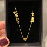 Mommy necklace with 1 2 3 4 5 6 names and hearts. Mom necklace. Mother’s necklace. Name necklace With hearts