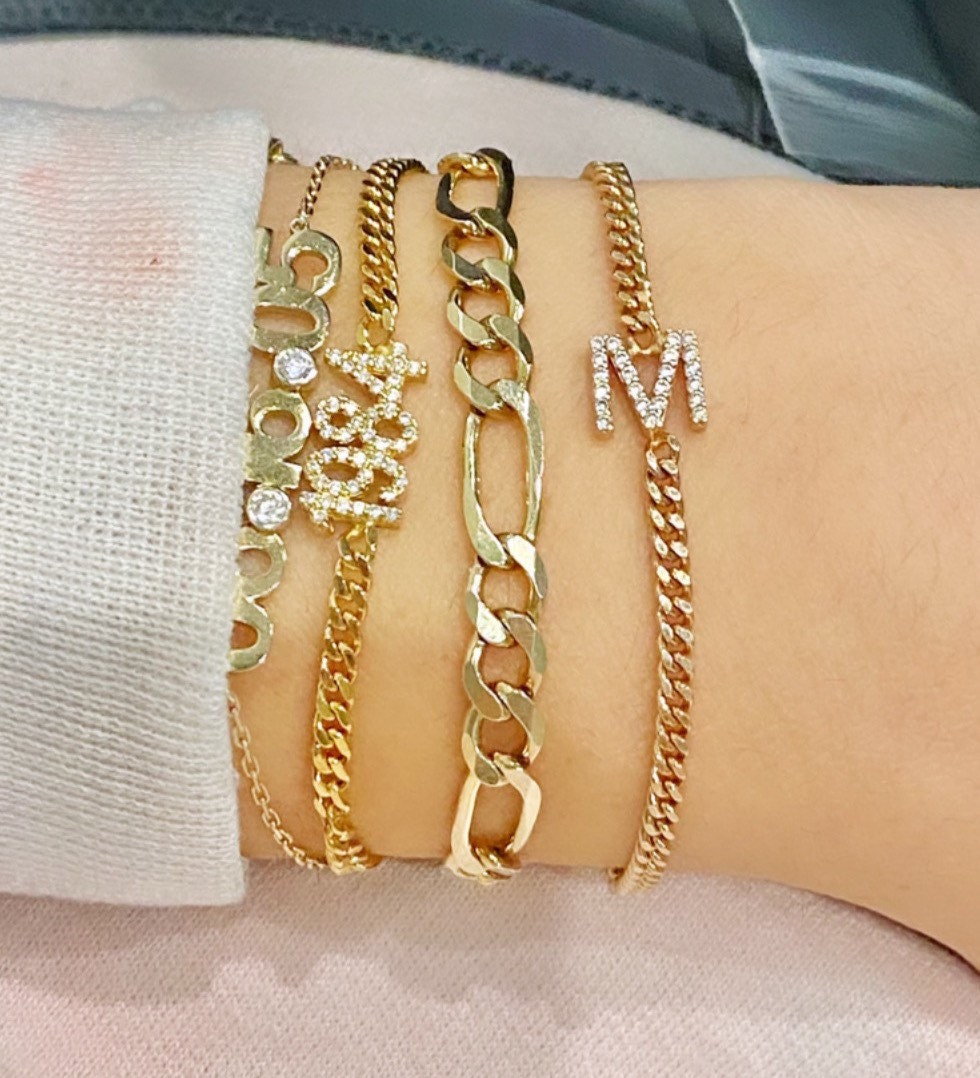 Initial bracelet | Personalized bracelet | Sterling silver and gold plated custom Cuban link bracelet | custom curb link bracelet