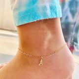Gothic Initial anklet | goth Letter anklet | old English Personalized anklet | Sterling silver name or initials anklet gold silver