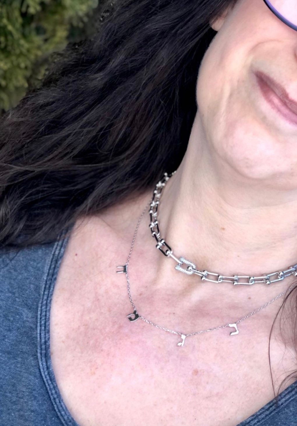 Hebrew letters choker | Hebrew Name necklace | Hebrew Mommy Necklace with kids initials l Sterling Silver Jewish Name Custom Choker