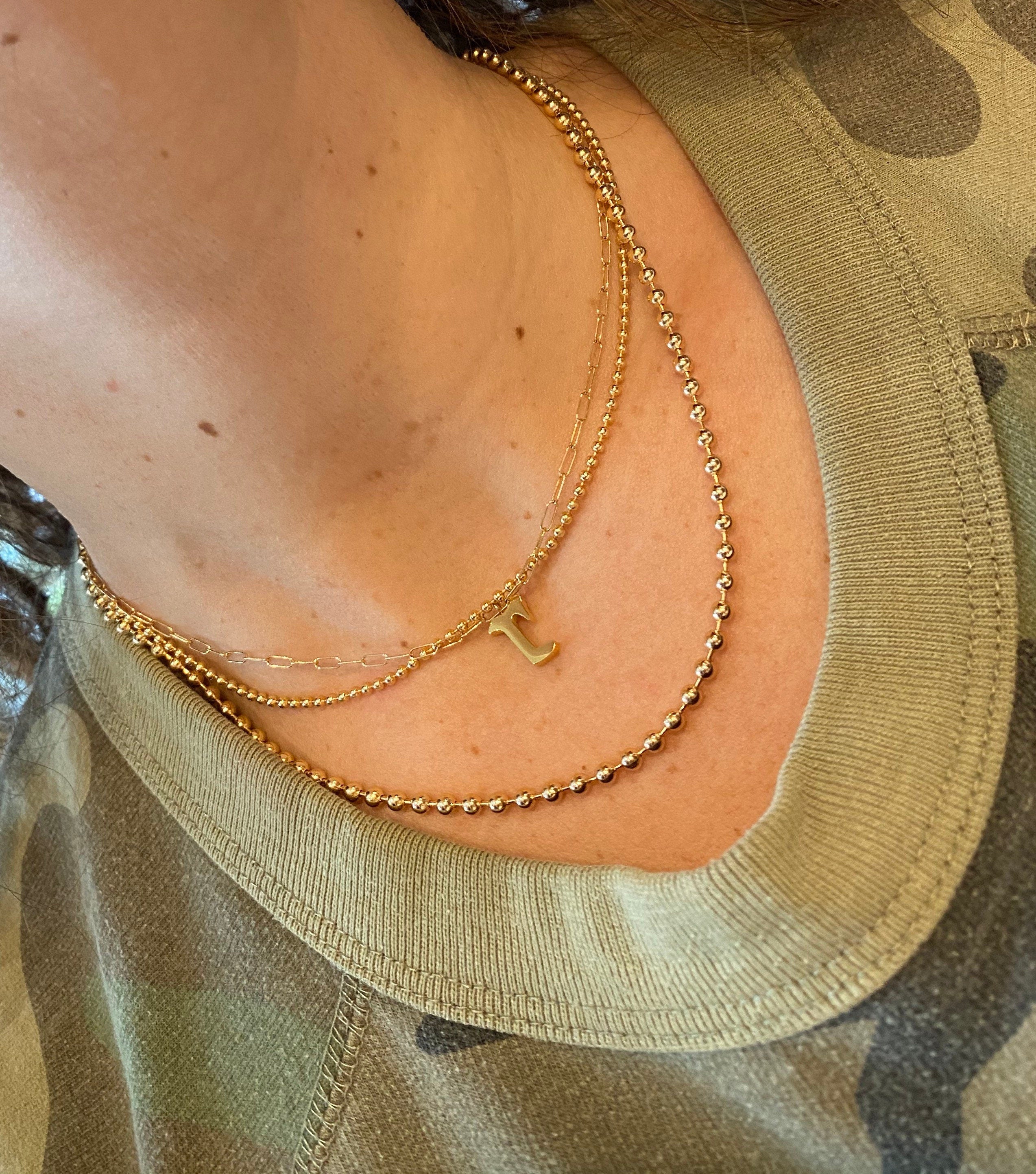New 18K Gold-filled Mia ball chains necklaces- size mini and size medium. Gold-filled ball chain chokers.