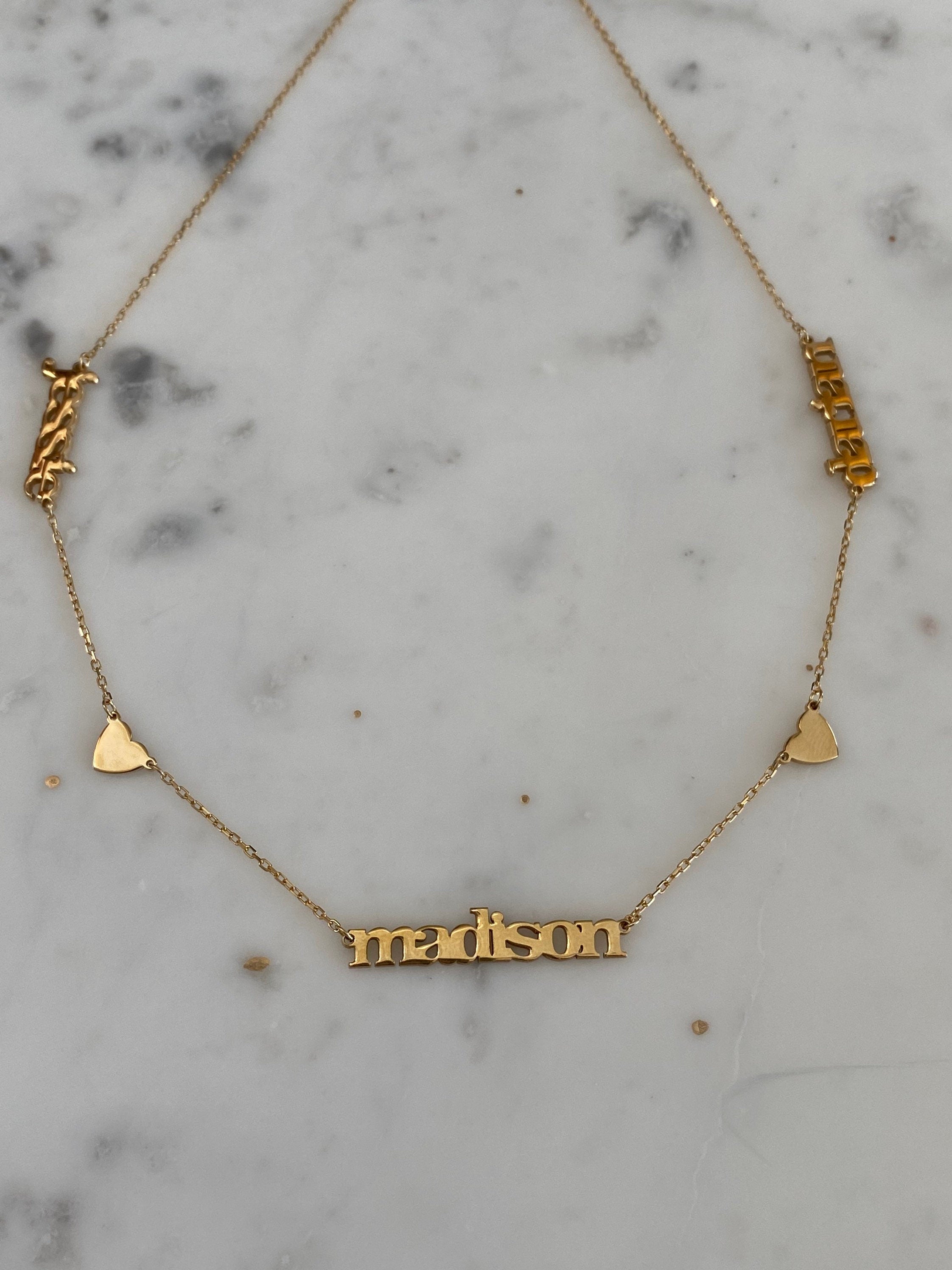 Mommy necklace with 1 2 3 4 5 6 names and hearts. Mom necklace. Mother’s necklace. Name necklace With hearts