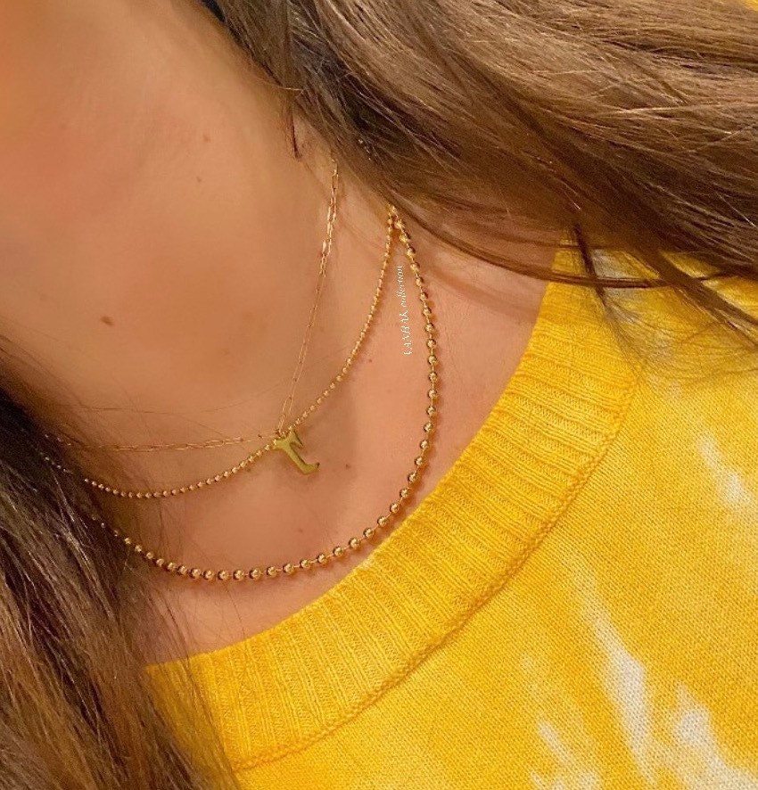 New 18K Gold-filled Mia ball chains necklaces- size mini and size medium. Gold-filled ball chain chokers.