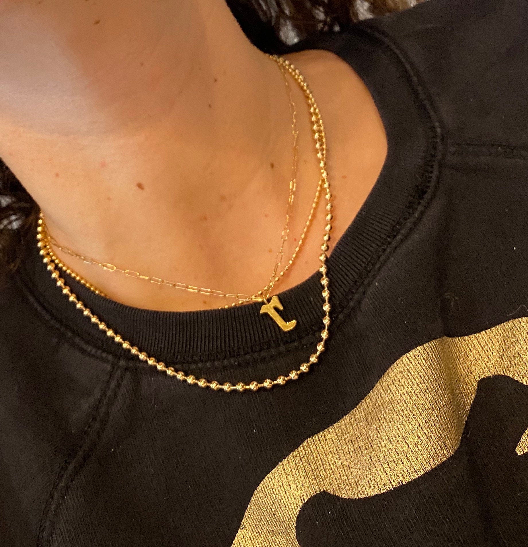 New 18K Gold-filled Mia ball chains necklaces- size mini and size medium. Gold-filled ball chain chokers.