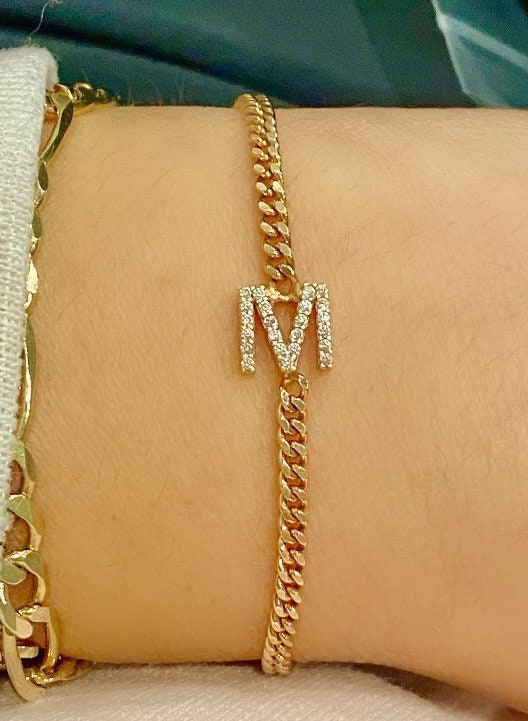 Initial bracelet | Personalized bracelet | Sterling silver and gold plated custom Cuban link bracelet | custom curb link bracelet