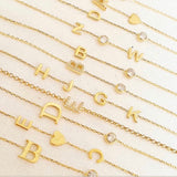 Sterling silver and gold plated CZ initial bracelets. Letter bracelets. Personalized bracelets. Mommy bracelet with heart.