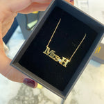 Custom necklace for teachers with a bezel stone. Personalized necklace choker For teachers. Teacher appreciation gifts. Mrs. Necklace
