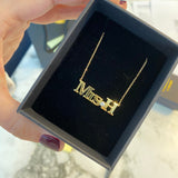 Custom necklace for teachers with a bezel stone. Personalized necklace choker For teachers. Teacher appreciation gifts. Mrs. Necklace