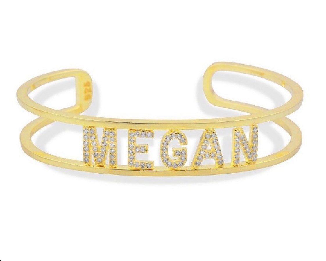 Sterling silver and gold plated initials/name cuff/bangle. Personalized name bracelet. Personalized initials cuff. Totally customizable cuff