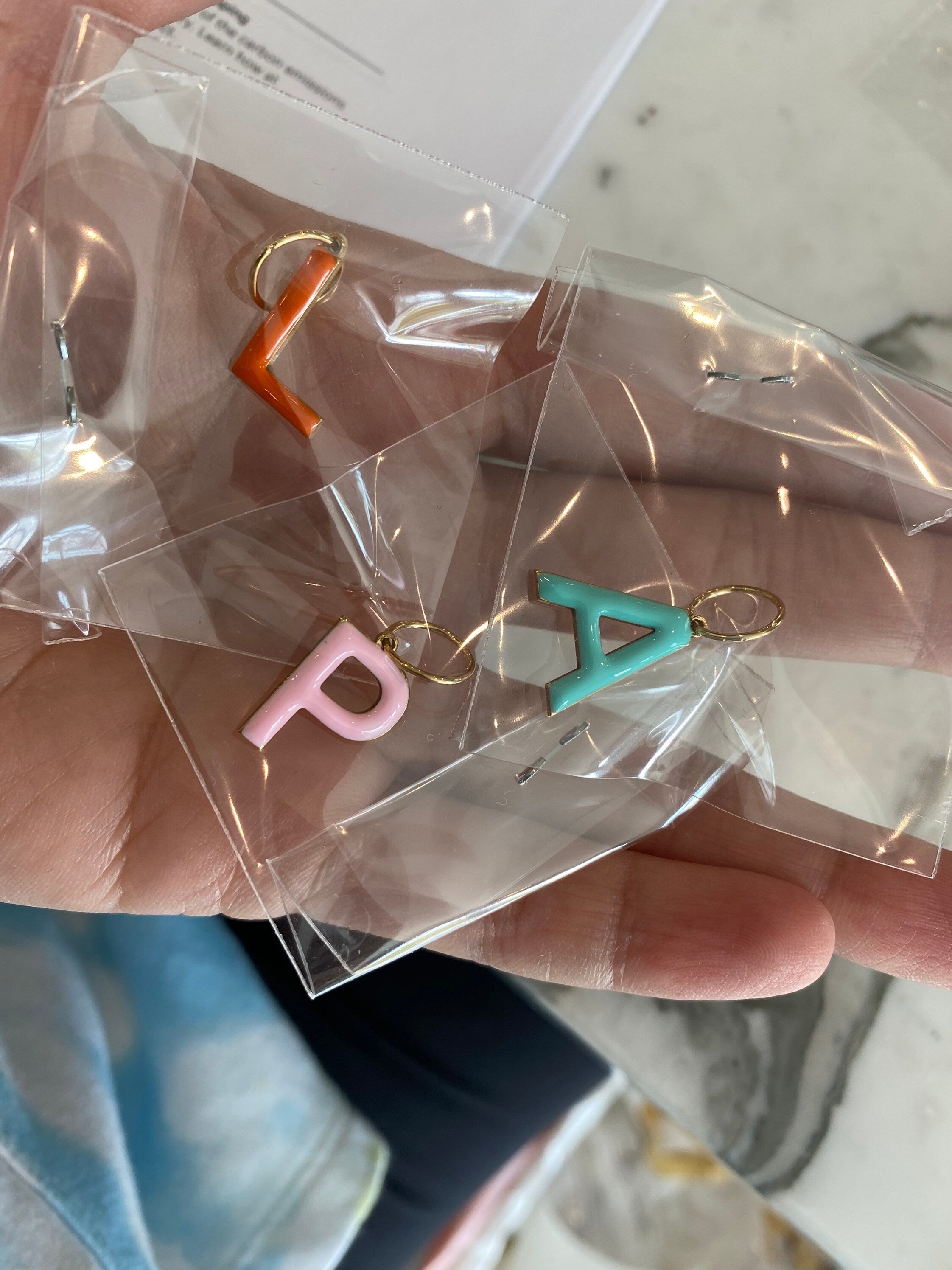 Enamel charm. Enamel initial / letter charm. colorful enamel initial charms.