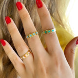 Colorful Enamel star Rings and Bands in Sterling Silver gold plated (as pictured) | star enamel ring | enamel stack ring
