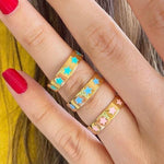 Colorful Enamel star Rings and Bands in Sterling Silver gold plated (as pictured) | star enamel ring | enamel stack ring