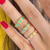 Colorful Enamel star Rings and Bands in Sterling Silver gold plated (as pictured) | star enamel ring | enamel stack ring