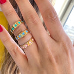 Colorful Enamel star Rings and Bands in Sterling Silver gold plated (as pictured) | star enamel ring | enamel stack ring