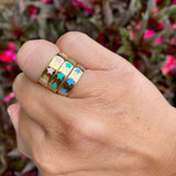 Colorful Enamel star Rings and Bands in Sterling Silver gold plated (as pictured) | star enamel ring | enamel stack ring