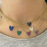 Sterling silver and gold plated pave heart necklaces. CZ heart necklace. Small pave heart necklace choker.