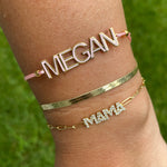 Nameplate string bracelet. Name bracelet. Personalized string bracelets. Custom string bracelets. Enamel name nameplate bracelet.
